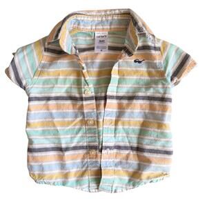 Carter’s baby boy pastel multicolored striped button up collared short sleeve